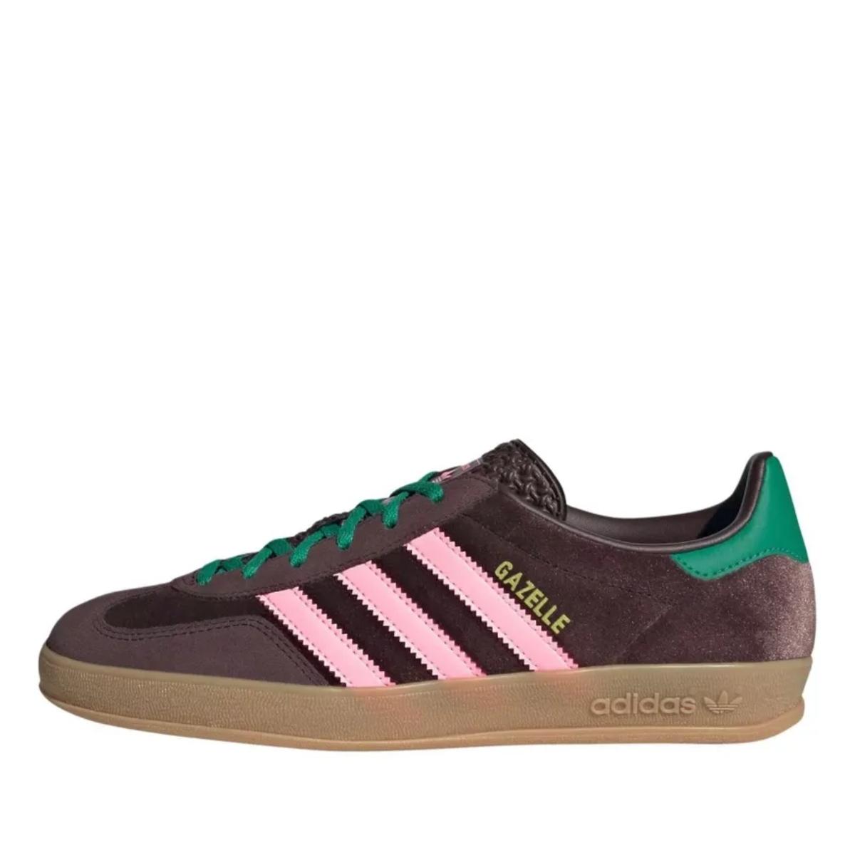 Giày Adidas Gazelle Indoor W Dark Brown Glow Pink JI2714 phối màu nâu tối và hồng phát sáng
